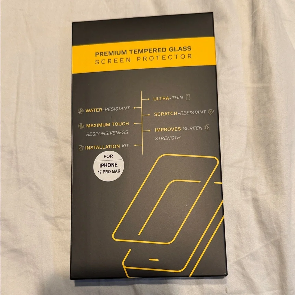 Premium Tempered Glass Screen Protector for iPhone 17 Pro Max - Black